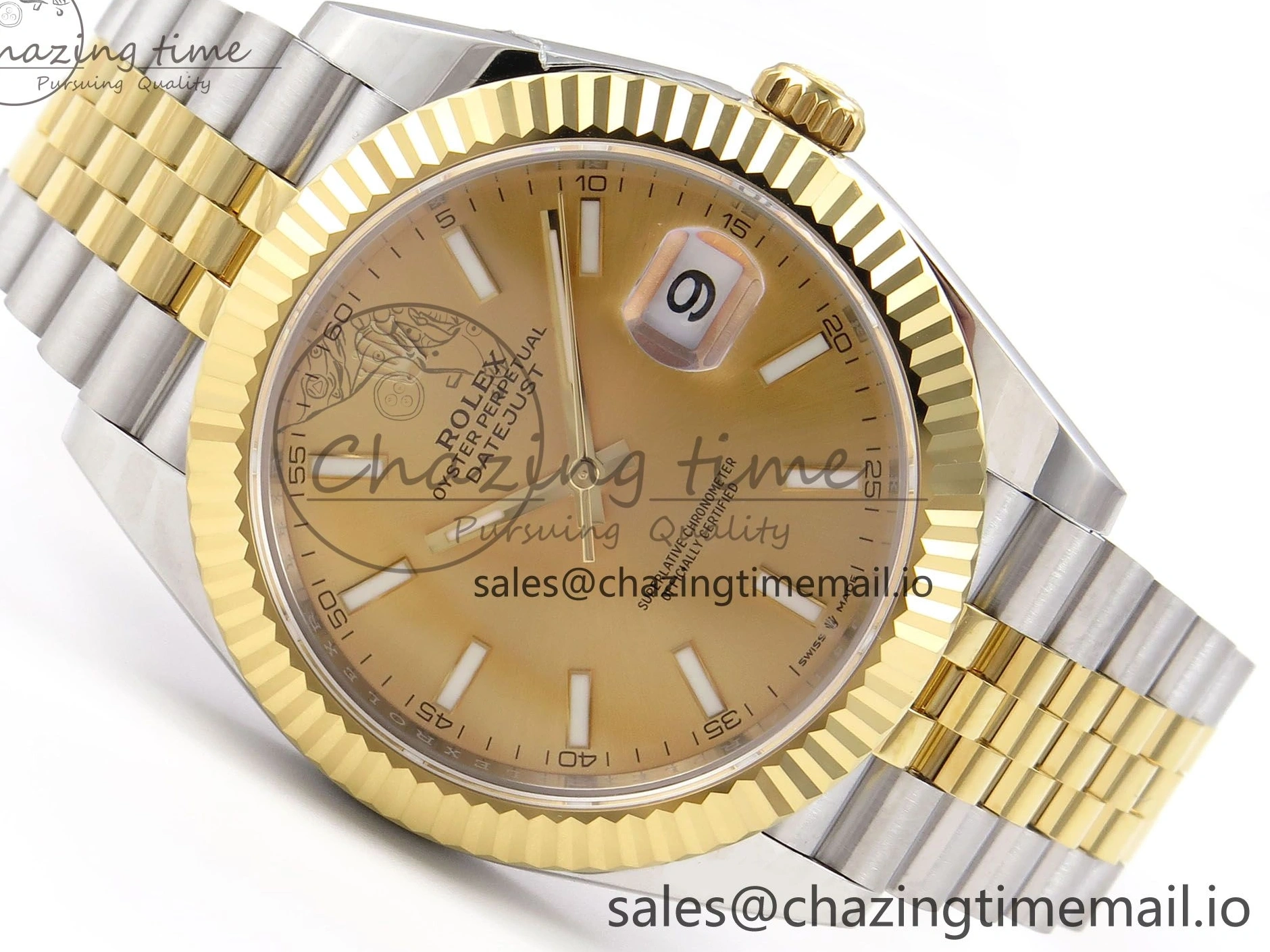 1220 Vibrant DateJust 41 126333 EWEF Best Edition YG Stick Dial on SS YG Jubilee Bracelet A 990